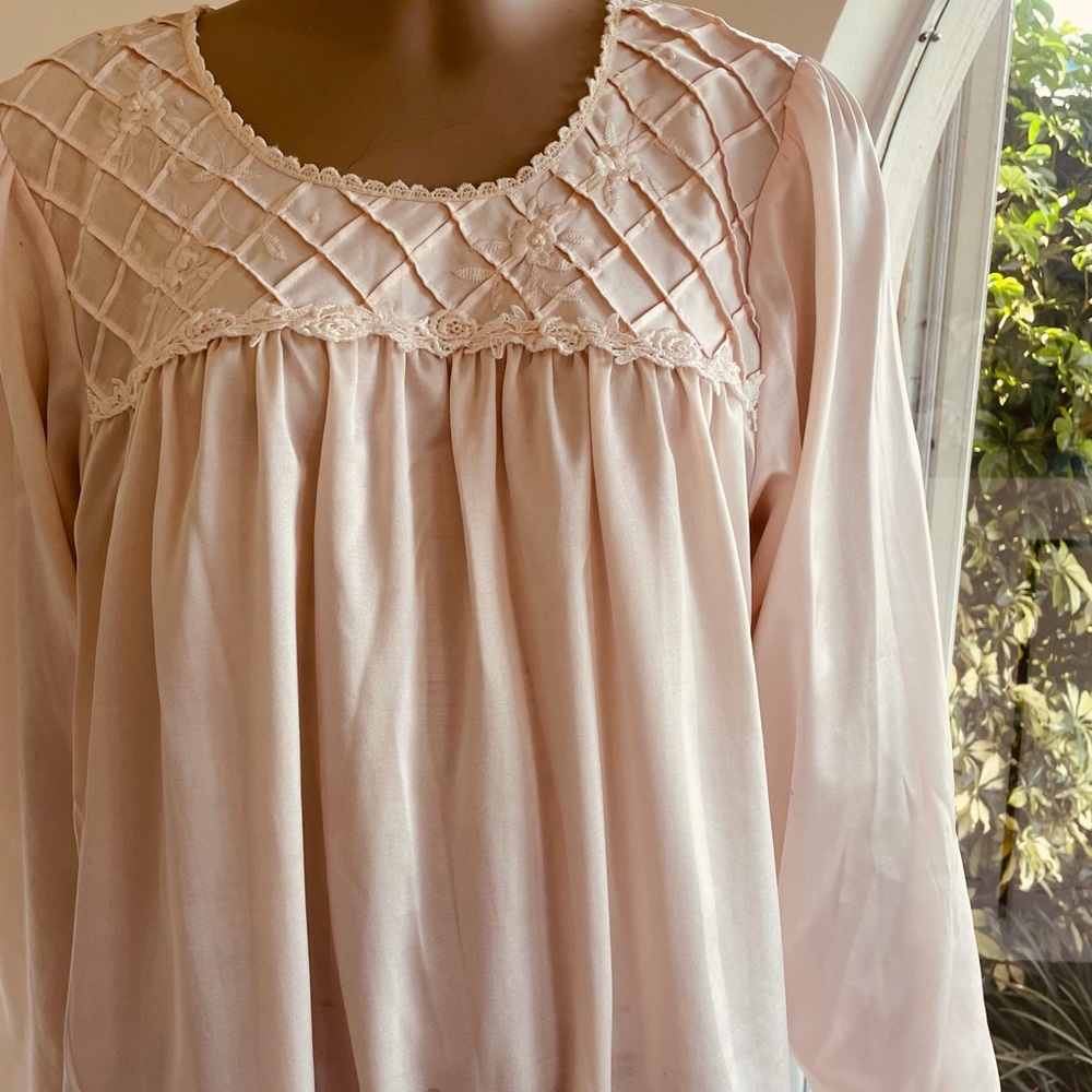 Oscar de la Renta Pink Label Brushed Flannel Nightgown M Vintage
